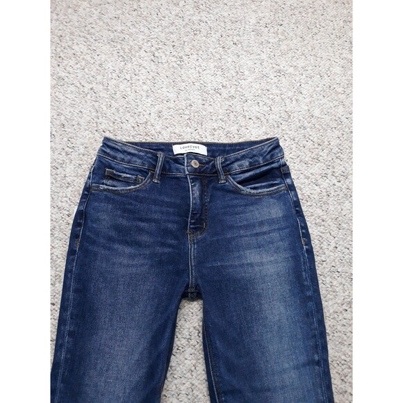 27/5 Buckle Lovervet By Vervet Mid-Rise Skinny Dark Wash Raw Hem - Picture 3 of 10